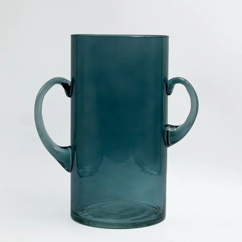 LIBERTA HANDLE ΒΑΖΟ 23x12x23.5cm ΓΥΑΛΙ ΜΠΛΕ