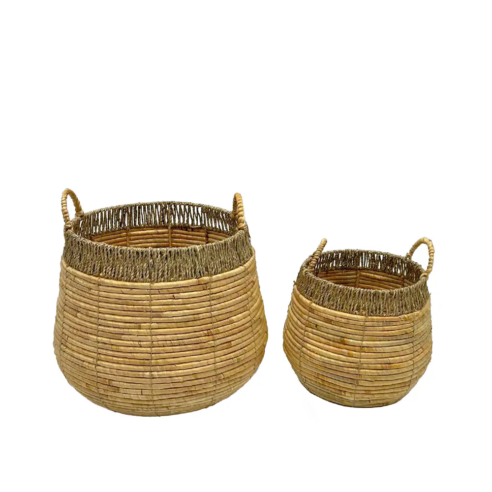 LIBERTA RAFFIA ΚΑΛΑΘΙ ΥΑΚΙΝΘΟΥ SET 2ΤΜΧ 46x46x45cm ΥΑΚΙΝΘΟΣ ΦΥΣΙΚΟ