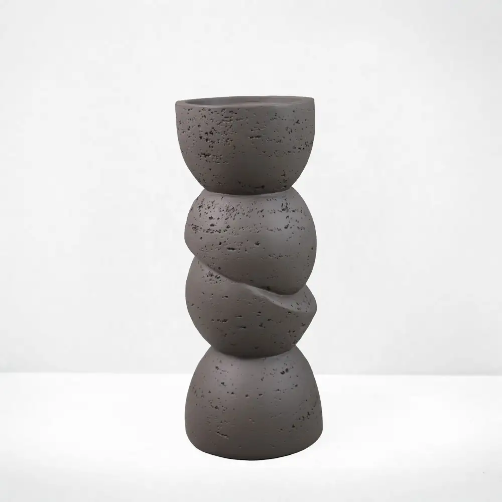 LIBERTA PHAROS I ΚΗΡΟΠΗΓΙΟ ΔΙΑΚΟΣΜΗΤΙΚΟ 10.5x10.5x25cm RESIN ΚΑΦΕ ΣΚΟΥΡΟ