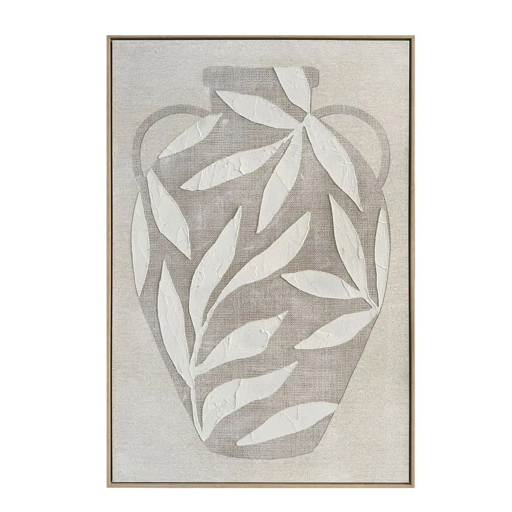 LIBERTA HUSK ΠΙΝΑΚΑΣ ΔΙΑΚΟΣΜΗΤΙΚΟΣ ΜΕ ΚΟΡΝΙΖΑ 80x120x4cm ΚΑΜΒΑΣ ΜΠΕΖ ΛΕΥΚΟ PS