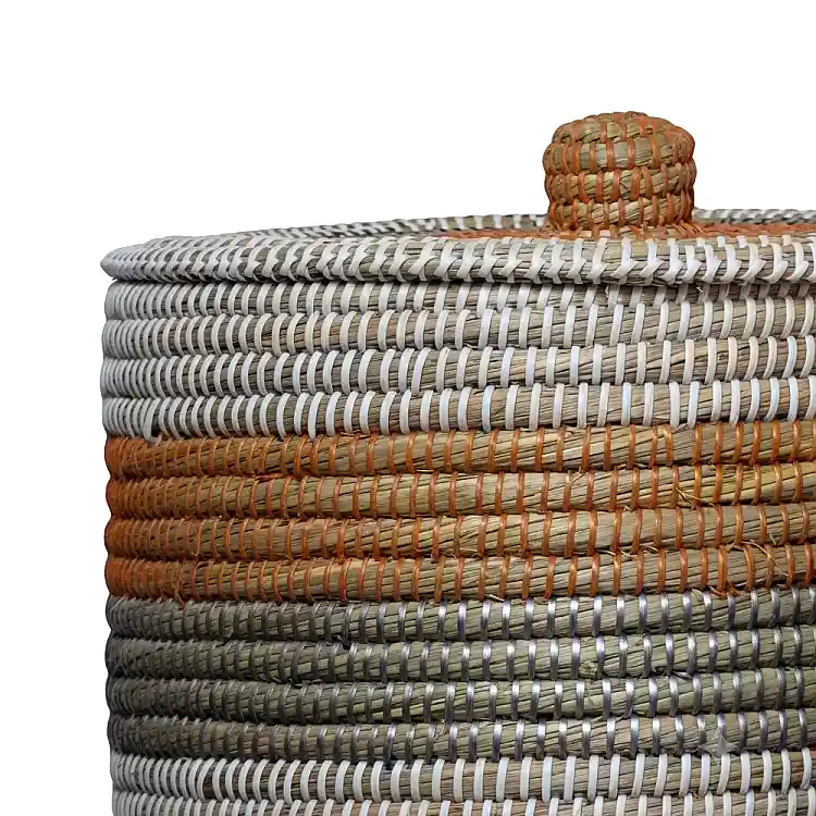 LIBERTA NIRA ΚΑΛΑΘΙ ΜΕ ΚΑΠΑΚΙ SET 3ΤΜΧ 45x45x50cm KANSGRASS ΦΥΣΙΚΟ ΛΕΥΚΟ ΠΛΑΣΤΙΚΟ TERRACOTTA