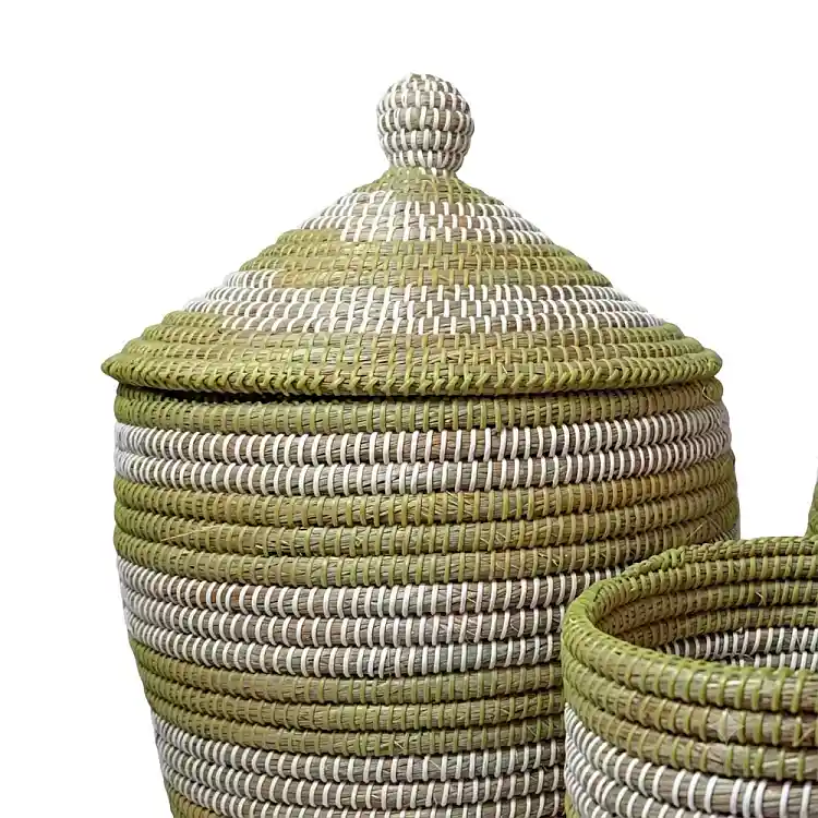 LIBERTA MAHI ΚΑΛΑΘΙ ΜΕ ΚΑΠΑΚΙ SET 3ΤΜΧ 45x45x60cm KANSGRASS ΦΥΣΙΚΟ ΛΕΥΚΟ ΠΛΑΣΤΙΚΟ ΠΡΑΣΙΝΟ