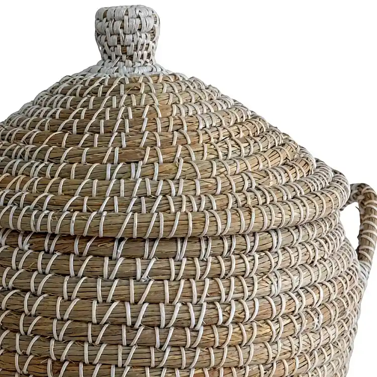 LIBERTA MAO ΚΑΛΑΘΙ ΜΕ ΚΑΠΑΚΙ SET 2ΤΜΧ 45x45x66cm KANSGRASS ΦΥΣΙΚΟ ΛΕΥΚΟ ΠΛΑΣΤΙΚΟ