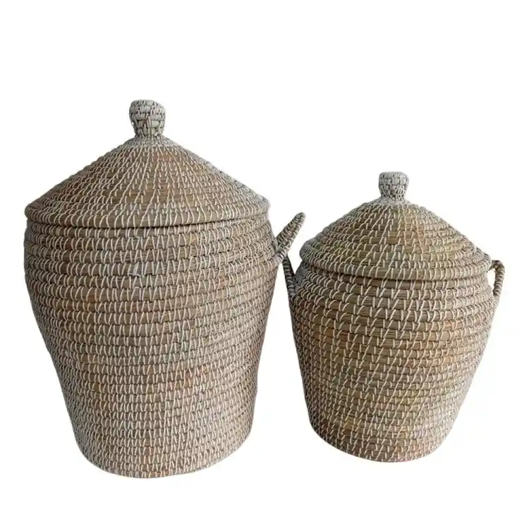 LIBERTA MAO ΚΑΛΑΘΙ ΜΕ ΚΑΠΑΚΙ SET 2ΤΜΧ 45x45x66cm KANSGRASS ΦΥΣΙΚΟ ΛΕΥΚΟ ΠΛΑΣΤΙΚΟ
