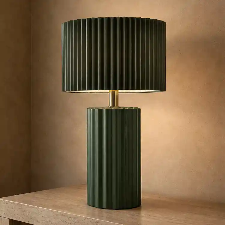 LIBERTA RIBLINE ΦΩΤΙΣΤΙΚΟ ΕΠΙΤΡΑΠΕΖΙΟ 25x25x46cm ΚΕΡΑΜΙΚΟ ΠΡΑΣΙΝΟ ΥΦΑΣΜΑ ΠΡΑΣΙΝΟ