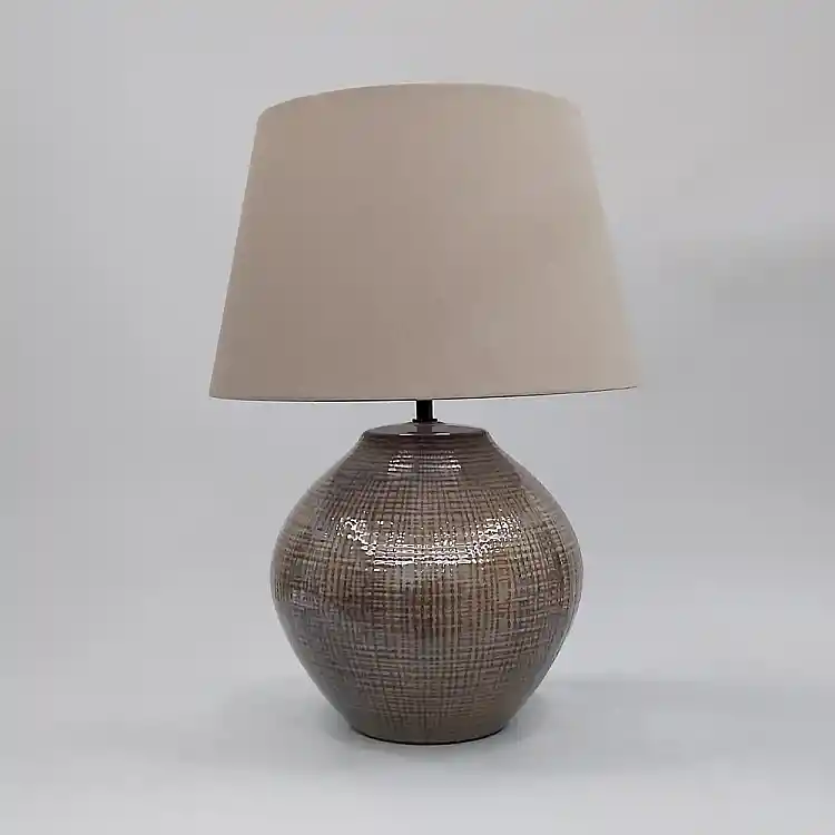 LIBERTA MIO ΦΩΤΙΣΤΙΚΟ ΕΠΙΤΡΑΠΕΖΙΟ 33x33x46cm ΚΕΡΑΜΙΚΟ ΚΑΦΕ ΜΠΕΖ ΥΦΑΣΜΑ ΚΑΦΕ ΜΠΕΖ