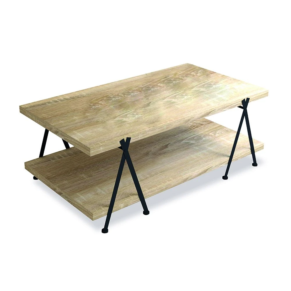 LIBERTA ALPHA COFFEE TABLE WHITE WASHED ΜΑΥΡΟ 120x66x45