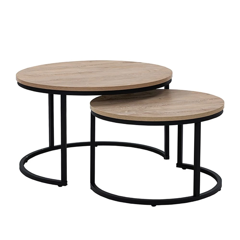 LIBERTA MINO COFFEE TABLE SET 2ΤΕΜ SONOMA DECAPE ΜΑΥΡΟ 74x74x47