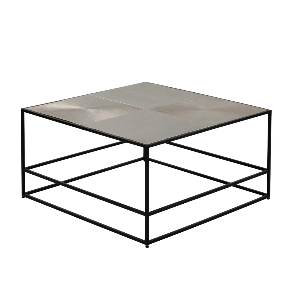 LIBERTA HADSTON COFFEE TABLE ΑΣΗΜΙ ΜΑΥΡΟ 80x80x40