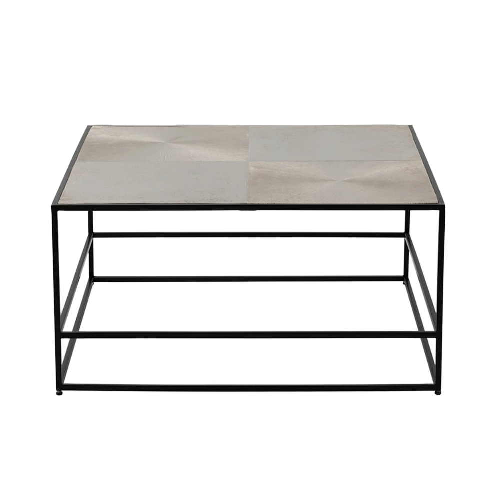 LIBERTA HADSTON COFFEE TABLE ΑΣΗΜΙ ΜΑΥΡΟ 80x80x40