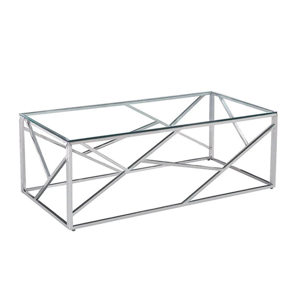 LIBERTA BONSAI COFFEE TABLE ΑΣΗΜΙ ΔΙΑΦΑΝΟ 120x60x40
