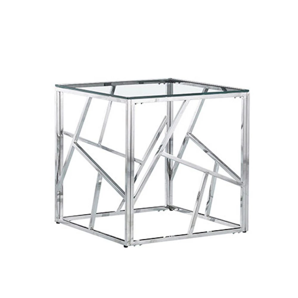 LIBERTA BONSAI COFFEE TABLE ΑΣΗΜΙ ΔΙΑΦΑΝΟ 55x55x55
