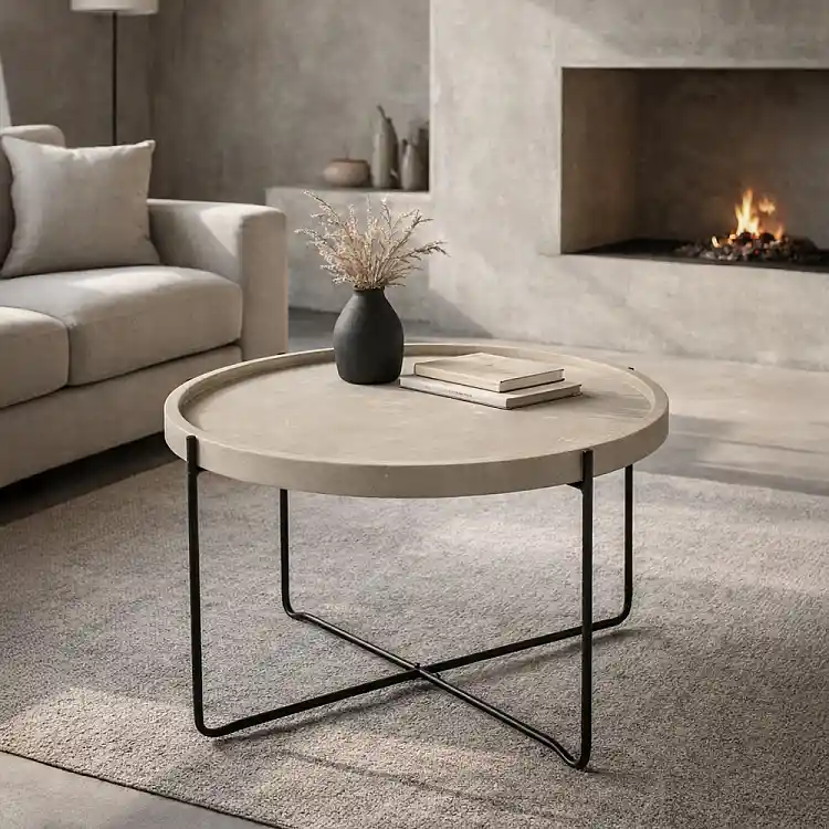 LIBERTA FUN COFFEE TABLE SAND BEIGE ΜΑΥΡΟ 63x63x42cm