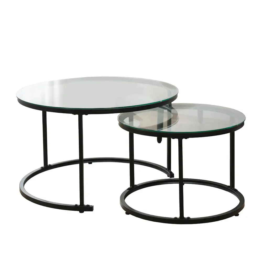 LIBERTA SOLAR COFFEE TABLE SET 2ΤΕΜ ΜΑΥΡΟ 75x75x45cm