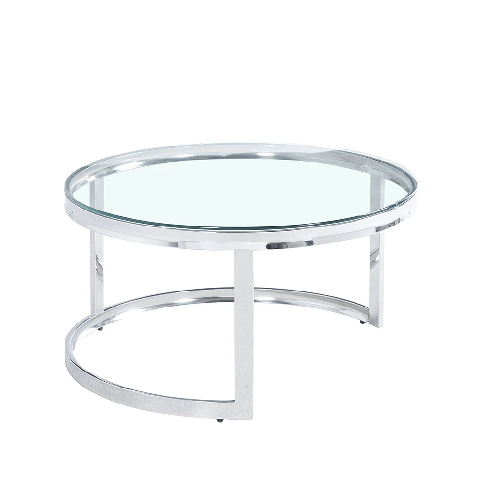 LIBERTA LOUXOR COFFEE TABLE ΑΣΗΜΙ ΔΙΑΦΑΝΟ 80x80x43