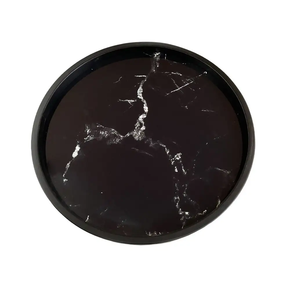 LIBERTA MARM SIDE TABLE ΜΑΥΡΟ ΜΕ PATTERN ΜΑΥΡΟ 49.5x49.5x52cm