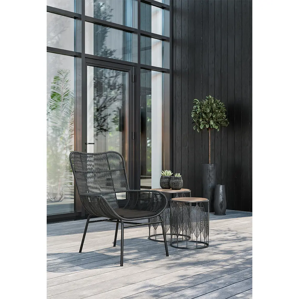 LIBERTA LEAF COFFEE TABLE SET 2ΤΕΜ ΜΑΥΡΟ ΦΥΣΙΚΟ 40x40x45 LIBERTA LEAF COFFEE TABLE SET 2ΤΕΜ ΜΑΥΡΟ ΦΥΣΙΚΟ 40x40x45