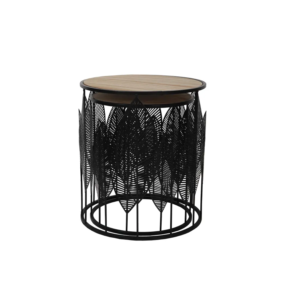 LIBERTA LEAF COFFEE TABLE SET 2ΤΕΜ ΜΑΥΡΟ ΦΥΣΙΚΟ 40x40x45 LIBERTA LEAF COFFEE TABLE SET 2ΤΕΜ ΜΑΥΡΟ ΦΥΣΙΚΟ 40x40x45