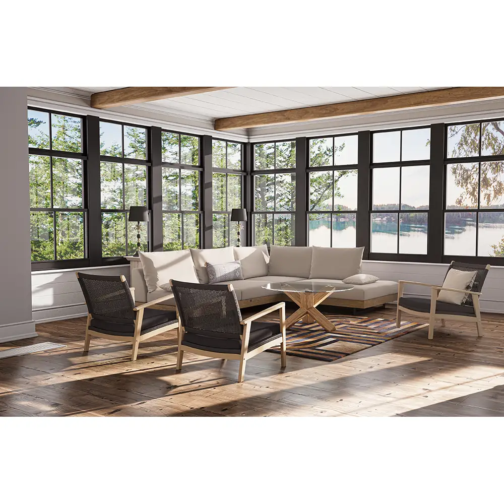 LIBERTA GLASS COFFEE TABLE ΔΙΑΦΑΝΟ OAK 80x80x42cm