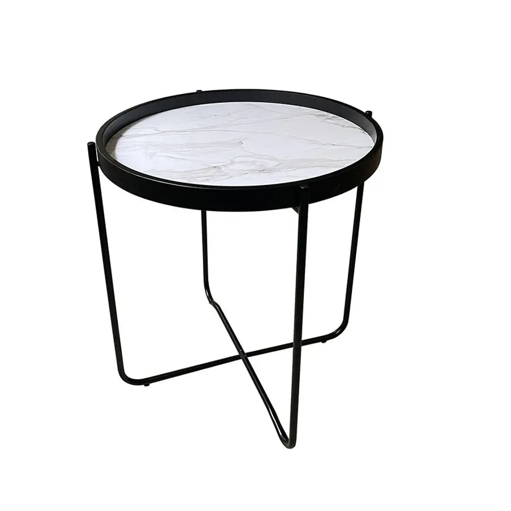 LIBERTA ALABASTER SIDE TABLE ΛΕΥΚΟ ΜΕ PATTERN ΜΑΥΡΟ 53x53x55 LIBERTA ALABASTER SIDE TABLE ΛΕΥΚΟ ΜΕ PATTERN ΜΑΥΡΟ 53x53x55