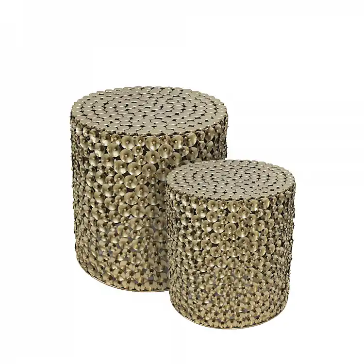 LIBERTA POPPY COFFEE TABLE SET 2ΤΕΜ ΧΡΥΣΟ ANTIQUE 44x44x46.5cm