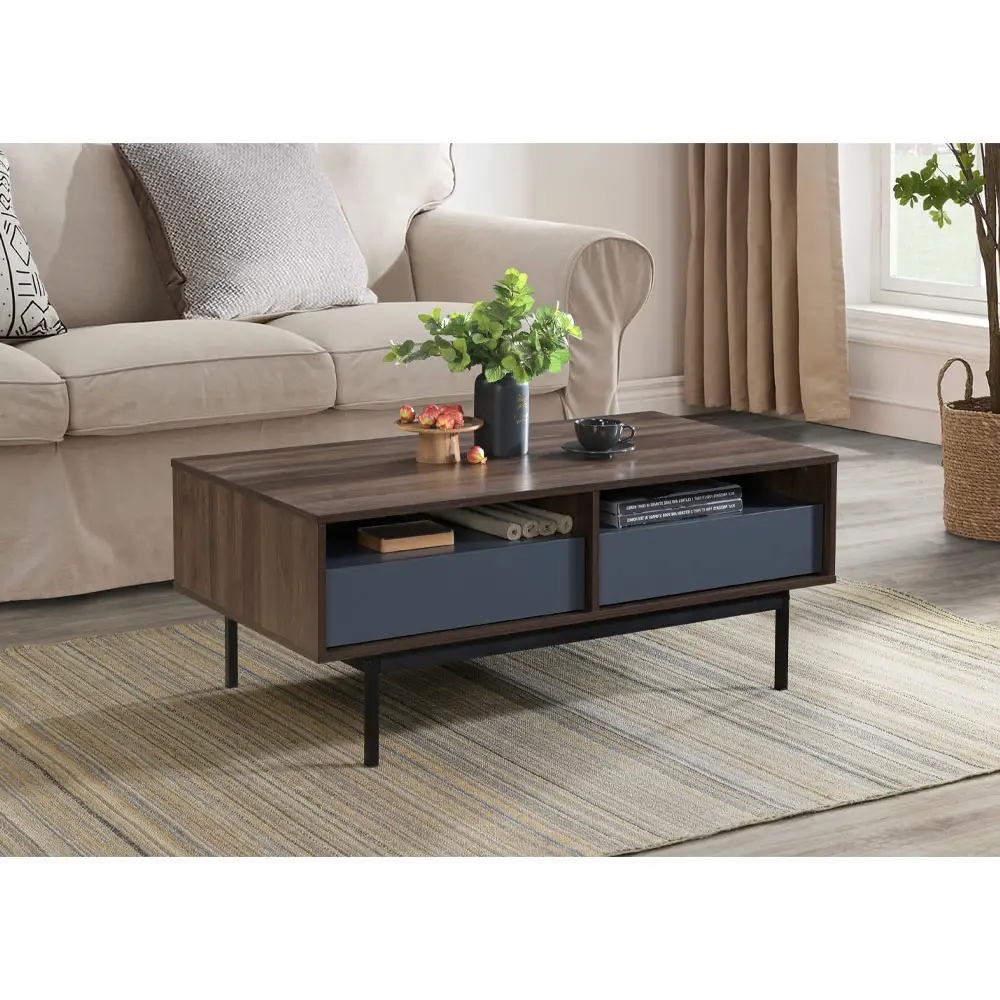 LIBERTA GROOVES COFFEE TABLE 2ΣΥΡΤΑΡΙΑ ΚΑΡΥΔΙ ΓΚΡΙ 110x60x45cm