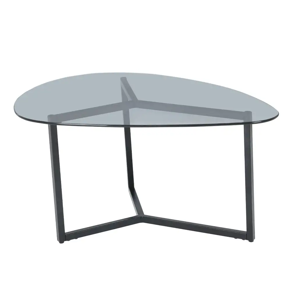 LIBERTA ROCKS COFFEE TABLE SET 2ΤΕΜ ΔΙΑΦΑΝΟ FUME ΜΑΥΡΟ 82x59x40cm