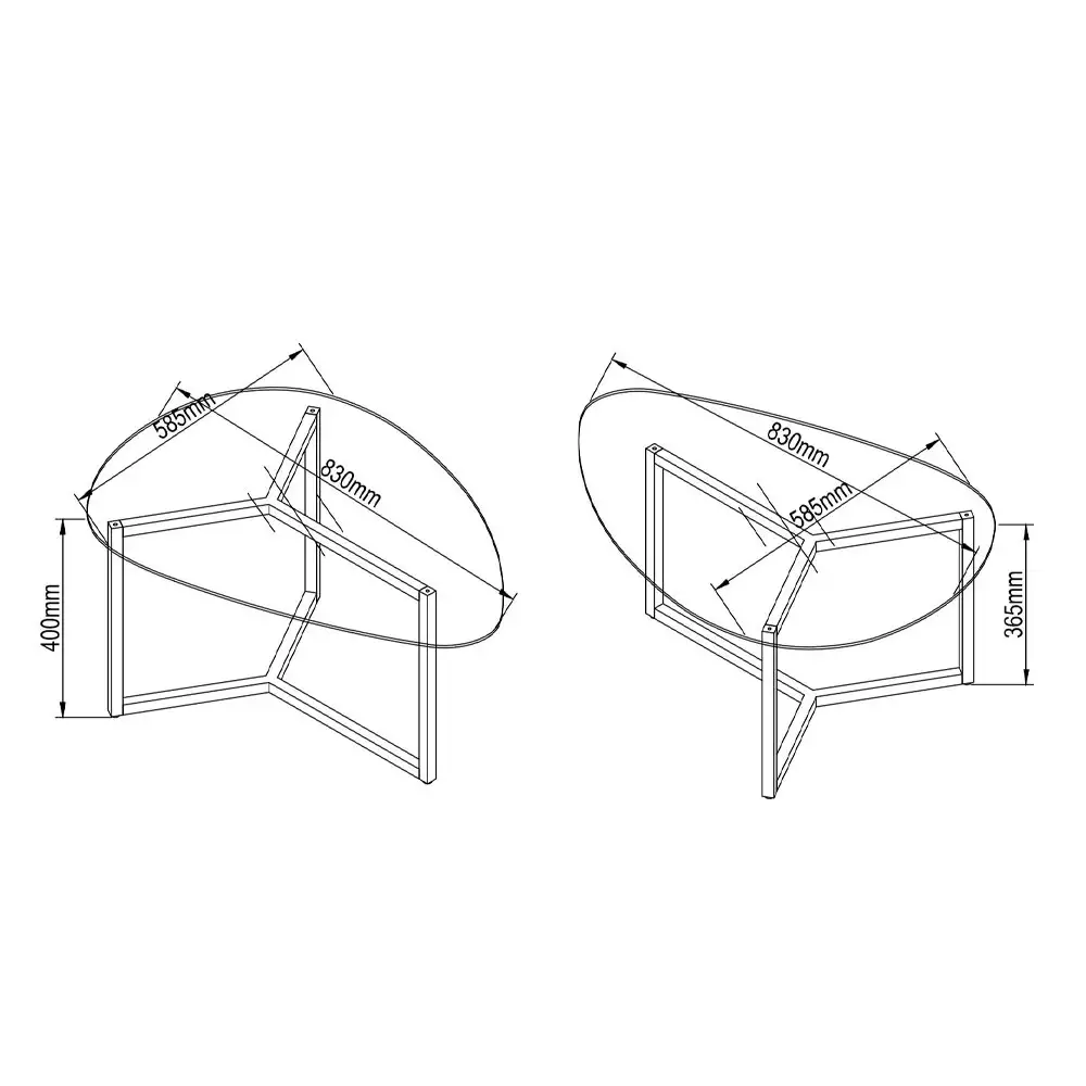 LIBERTA ROCKS COFFEE TABLE SET 2ΤΕΜ ΔΙΑΦΑΝΟ FUME ΜΑΥΡΟ 82x59x40cm