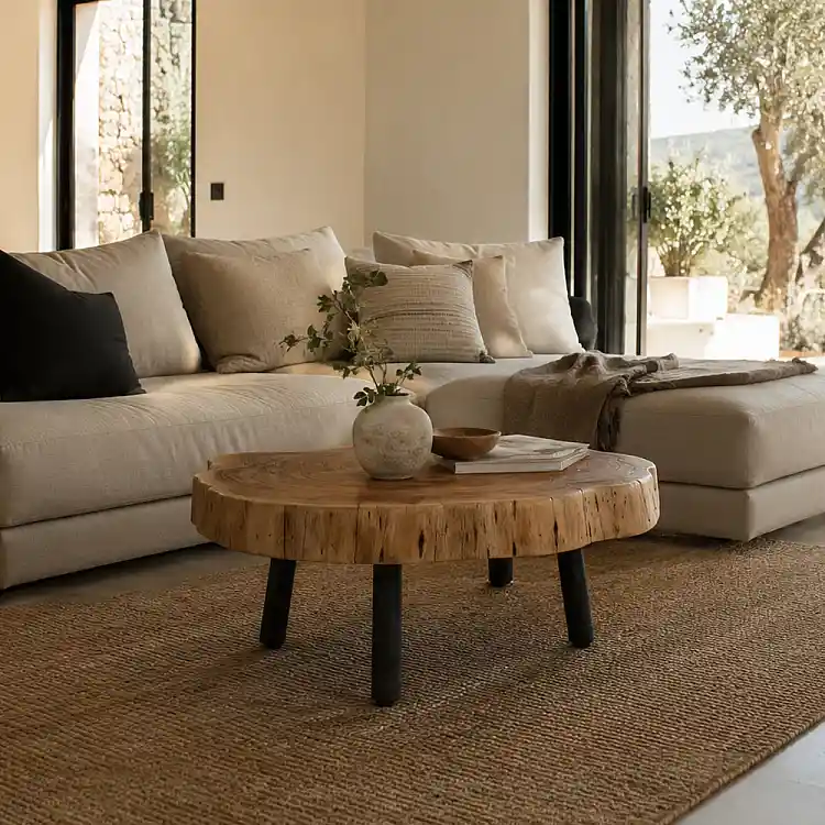 LIBERTA RAW COFFEE TABLE ΦΥΣΙΚΟ 80x80x40cm