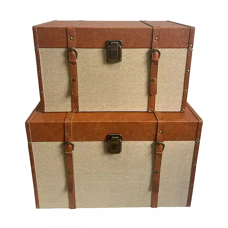 LIBERTA RIND ΜΠΑΟΥΛΑ SET 2ΤΜΧ 64x40x40cm MDF ΜΠΕΖ ΚΑΦΕ ΥΦΑΣΜΑ