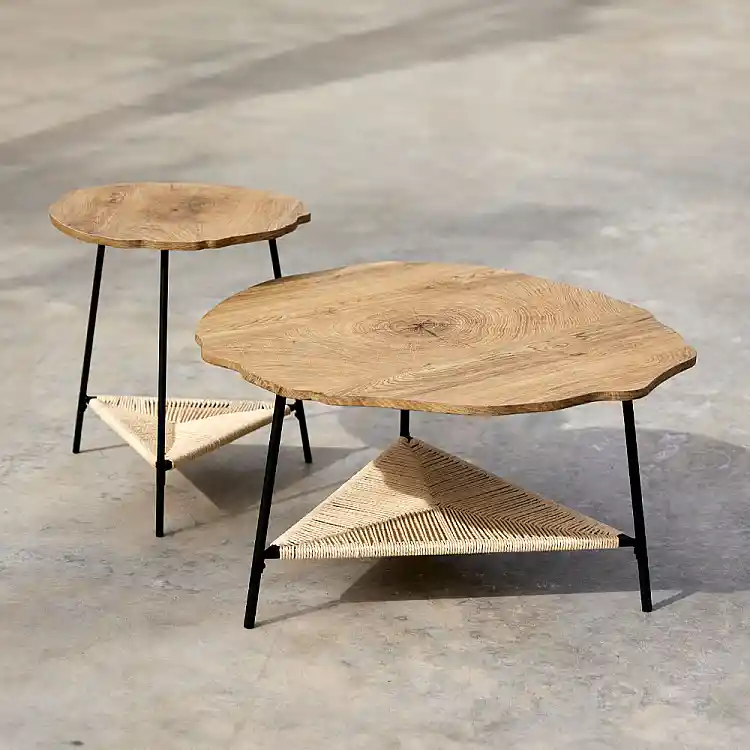 LIBERTA TREE COFFEE TABLE ΦΥΣΙΚΟ ΜΑΥΡΟ 80x80x42cm