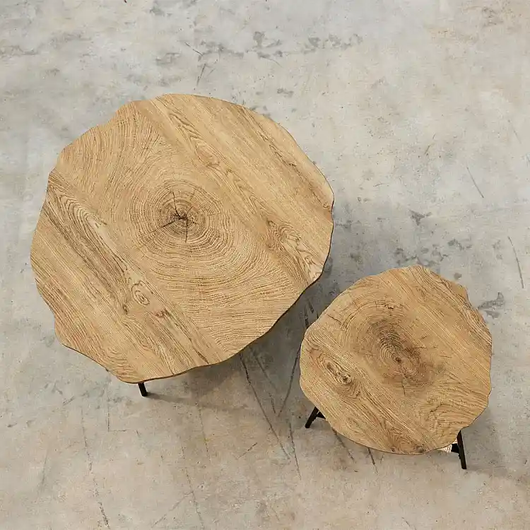 LIBERTA TREE COFFEE TABLE ΦΥΣΙΚΟ ΜΑΥΡΟ 80x80x42cm