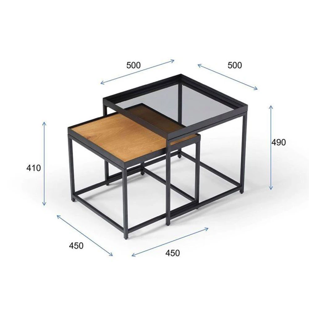 LIBERTA HARMONICA SIDE TABLE SET 2ΤΕΜ ΦΥΣΙΚΟ ΦΙΜΕ ΜΑΥΡΟ 50x50x49 LIBERTA HARMONICA SIDE TABLE SET 2ΤΕΜ ΦΥΣΙΚΟ ΦΙΜΕ ΜΑΥΡΟ 50x50x49