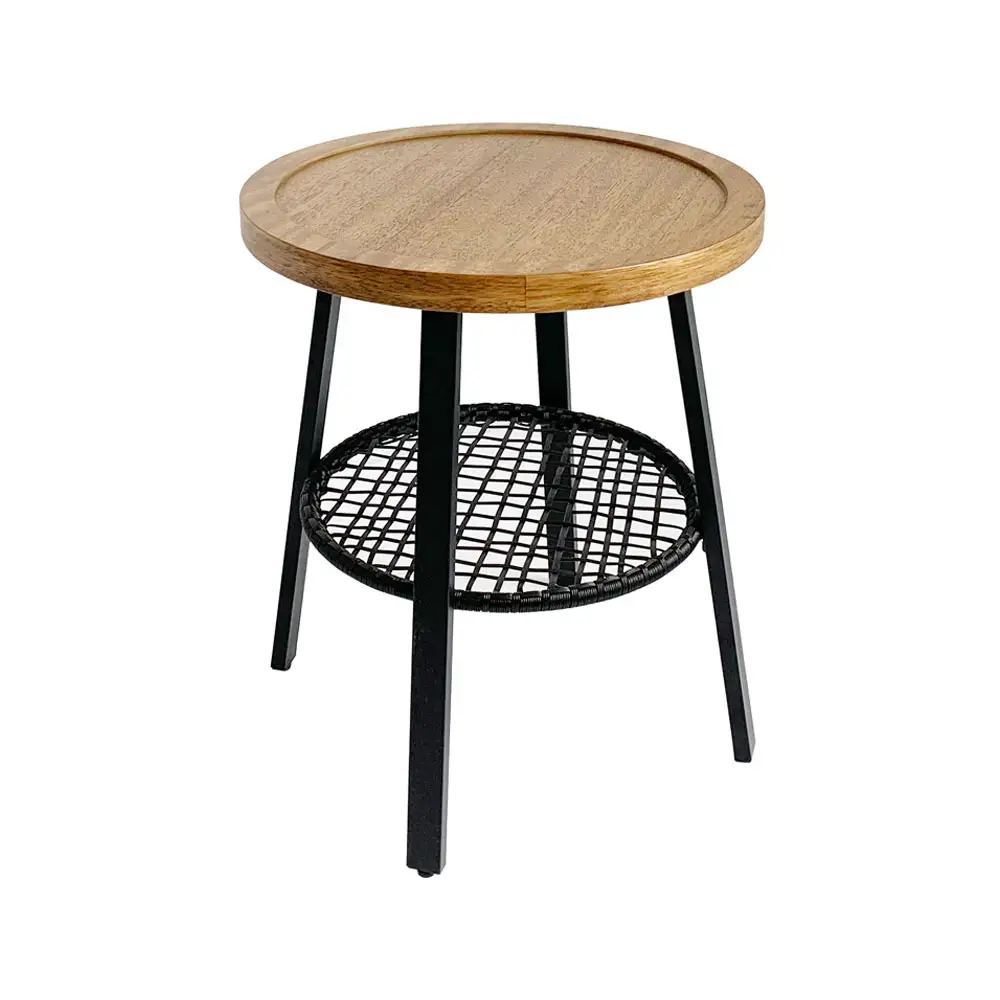 LIBERTA FILET SIDE TABLE ΦΥΣΙΚΟ ΜΑΥΡΟ 45x45x52cm