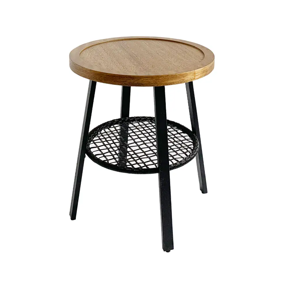 LIBERTA FILET SIDE TABLE ΦΥΣΙΚΟ ΜΑΥΡΟ 45x45x52cm