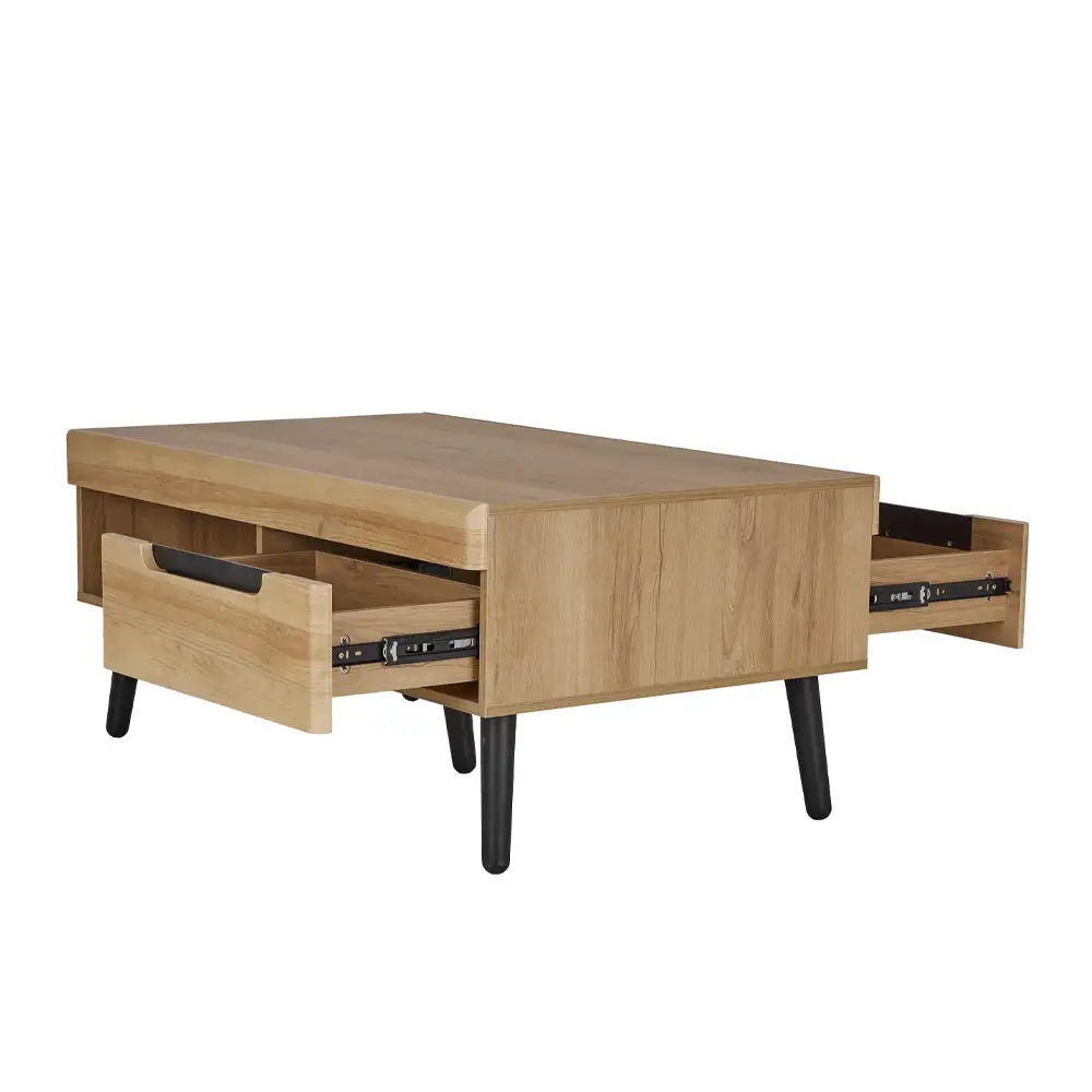 LIBERTA GRIF COFFEE TABLE 2ΣΥΡΤΑΡΙΑ ΦΥΣΙΚΟ ΜΑΥΡΟ 107x67x46cm