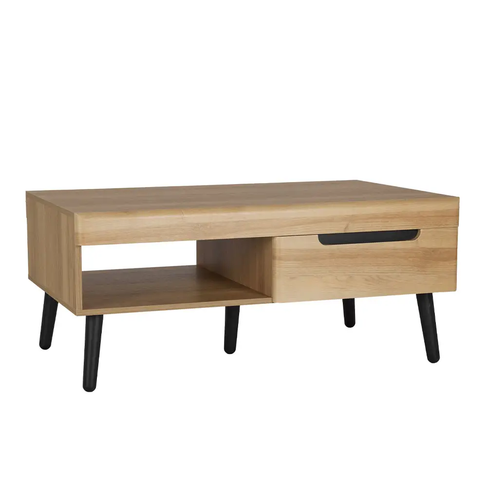 LIBERTA GRIF COFFEE TABLE 2ΣΥΡΤΑΡΙΑ ΦΥΣΙΚΟ ΜΑΥΡΟ 107x67x46cm