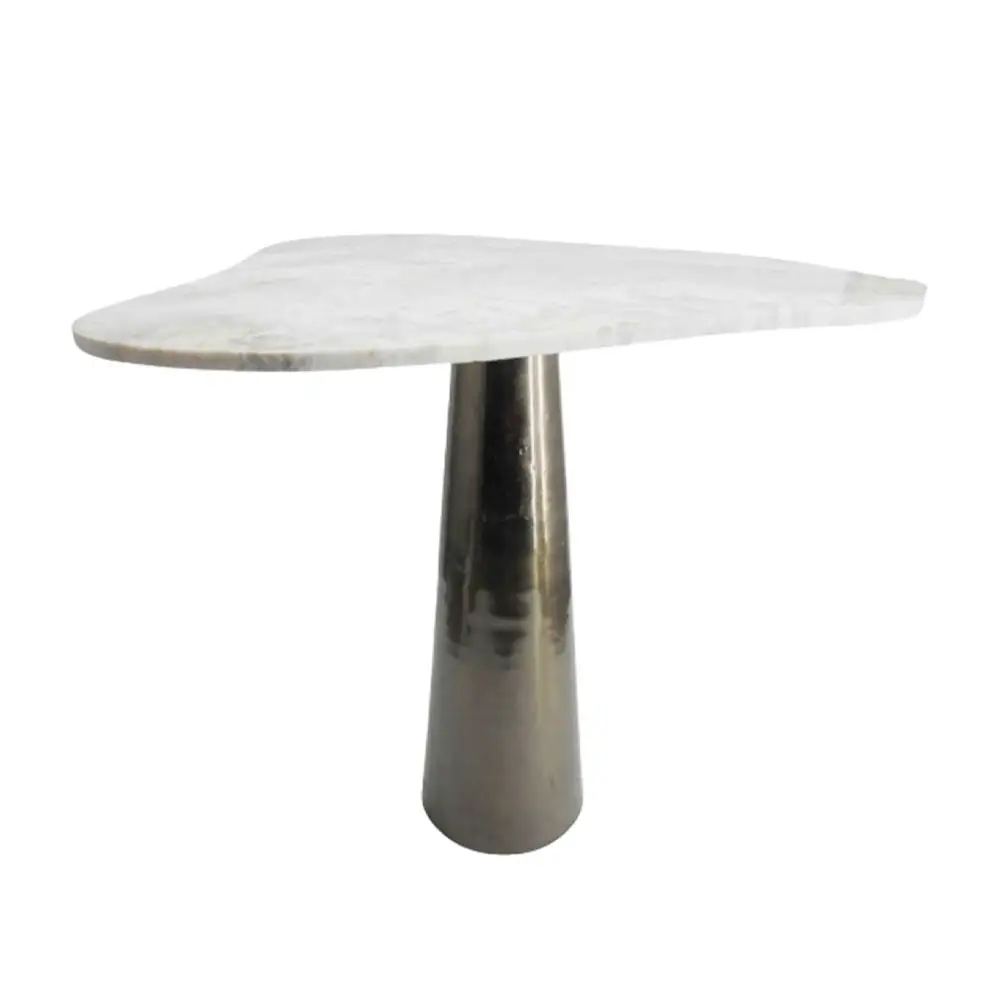 LIBERTA CURVE SIDE TABLE ΜΑΥΡΟ NICKEL ΛΕΥΚΟ 63.5x52x63.5cm