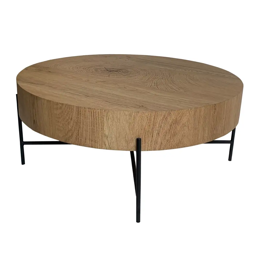LIBERTA MADERA COFFEE TABLE ΦΥΣΙΚΟ ΜΑΥΡΟ 80x80x36cm