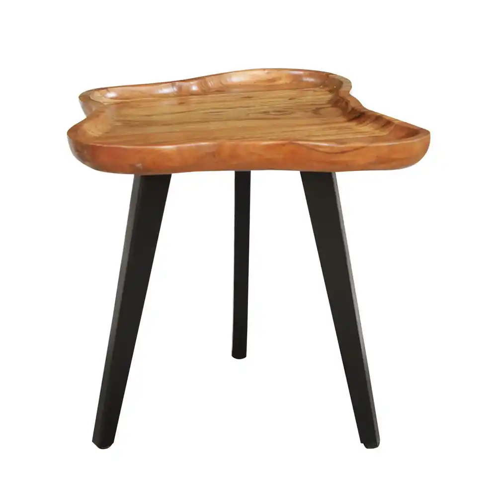 LIBERTA FLOW SIDE TABLE ΦΥΣΙΚΟ ΜΑΥΡΟ 60x56x51cm