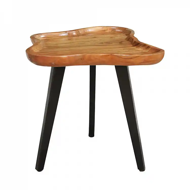 LIBERTA FLOW SIDE TABLE ΦΥΣΙΚΟ ΜΑΥΡΟ 60x56x51cm