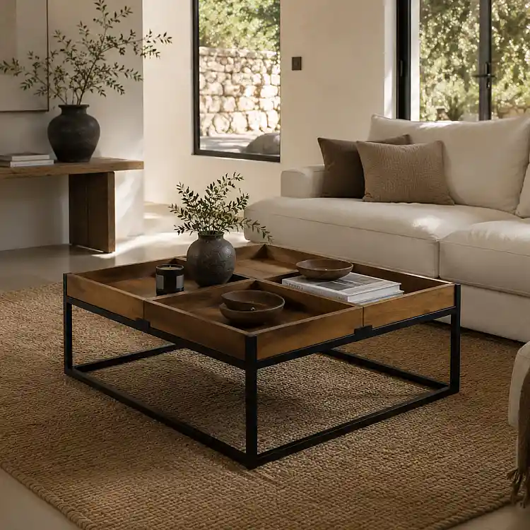 LIBERTA COMBO COFFEE TABLE ΚΑΡΥΔΙ ΜΑΥΡΟ 84x80x42cm
