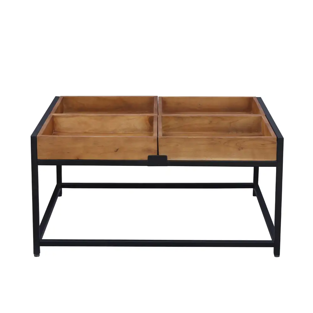 LIBERTA COMBO COFFEE TABLE ΚΑΡΥΔΙ ΜΑΥΡΟ 84x80x42cm