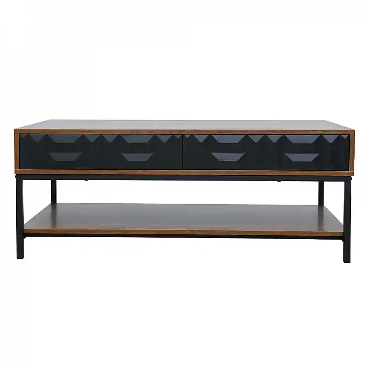 LIBERTA ZUMA COFFEE TABLE 2ΣΥΡΤΑΡΙΑ 3ΡΑΦΙΑ ΚΑΡΥΔΙ ΜΑΥΡΟ 111.5x60x44cm