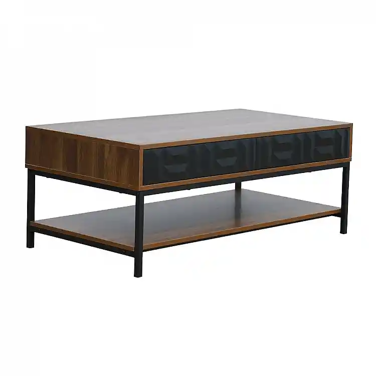LIBERTA ZUMA COFFEE TABLE 2ΣΥΡΤΑΡΙΑ 3ΡΑΦΙΑ ΚΑΡΥΔΙ ΜΑΥΡΟ 111.5x60x44cm