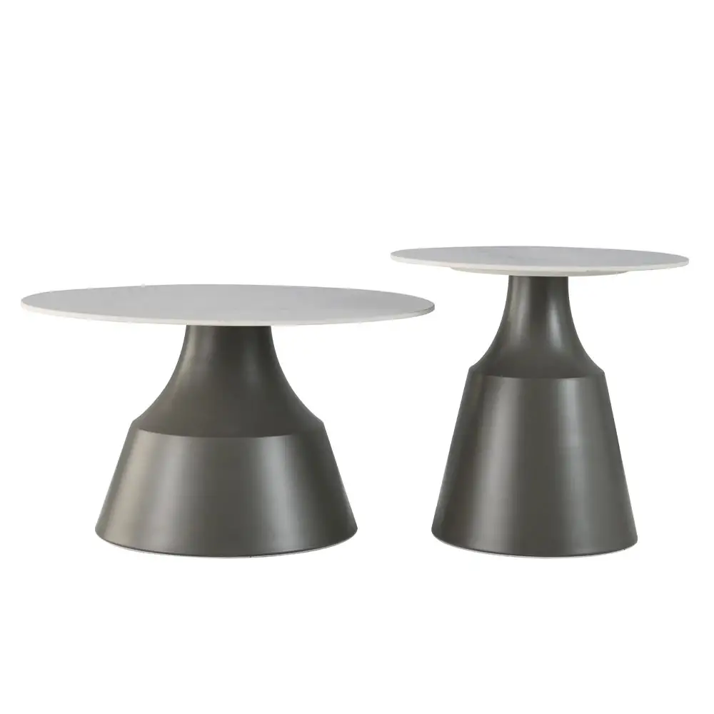 LIBERTA KAIA COFFEE TABLE SET 2ΤΕΜ ΛΕΥΚΟ ΜΑΥΡΟ 70x70x40