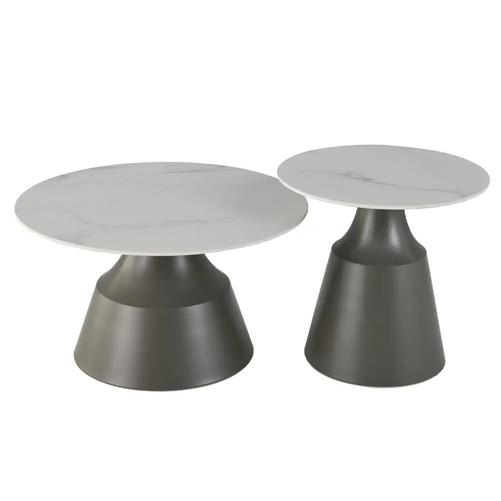 LIBERTA KAIA COFFEE TABLE SET 2ΤΕΜ ΛΕΥΚΟ ΜΑΥΡΟ 70x70x40