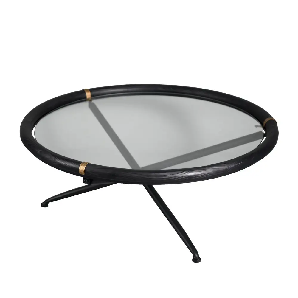 LIBERTA COLOMBO COFFEE TABLE ΜΑΥΡΟ ΧΡΥΣΟ 100x100x40cm