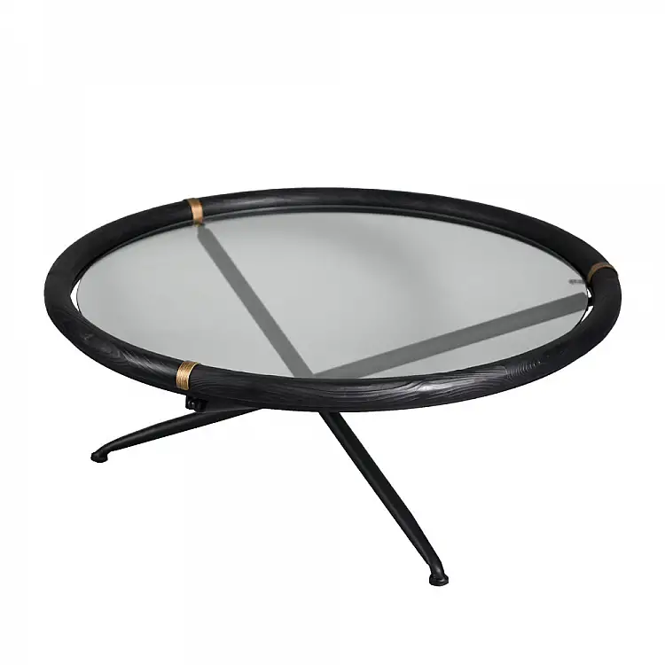 LIBERTA COLOMBO COFFEE TABLE ΜΑΥΡΟ ΧΡΥΣΟ 100x100x40cm