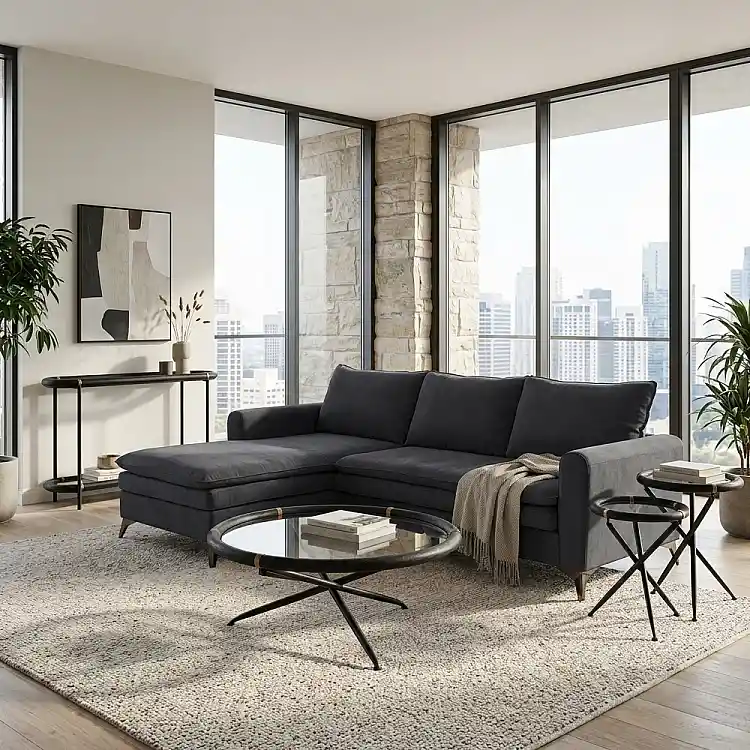 LIBERTA COLOMBO SIDE TABLE SET 2ΤΕΜ ΜΑΥΡΟ ΧΡΥΣΟ 64x64x64cm